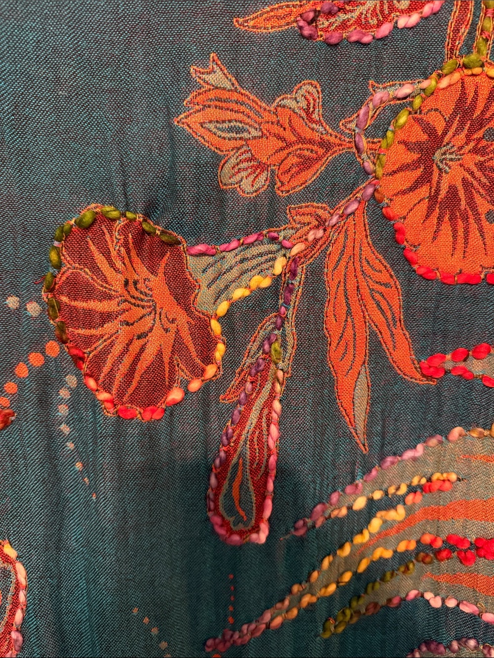 Raj Brand Boho Floral Teal & Orange Kimono - Picture 8 of 9
